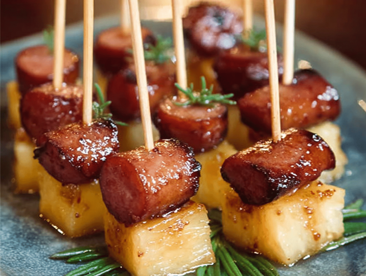 Sweet-Savory Glazed Kielbasa Pineapple Bites