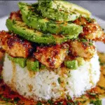 Tangy Honey Lime Chicken & Avocado Rice Stack