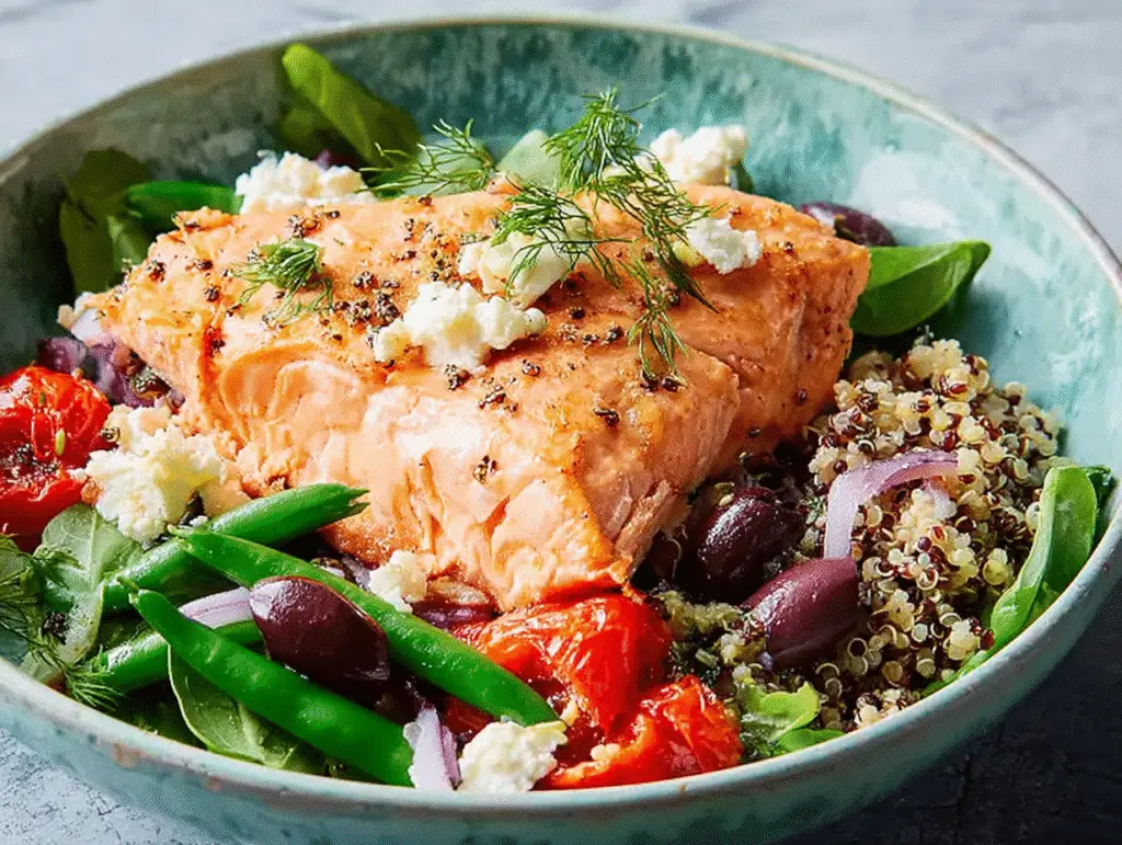 Tasty Mediterranean Salmon and Quinoa Bowl