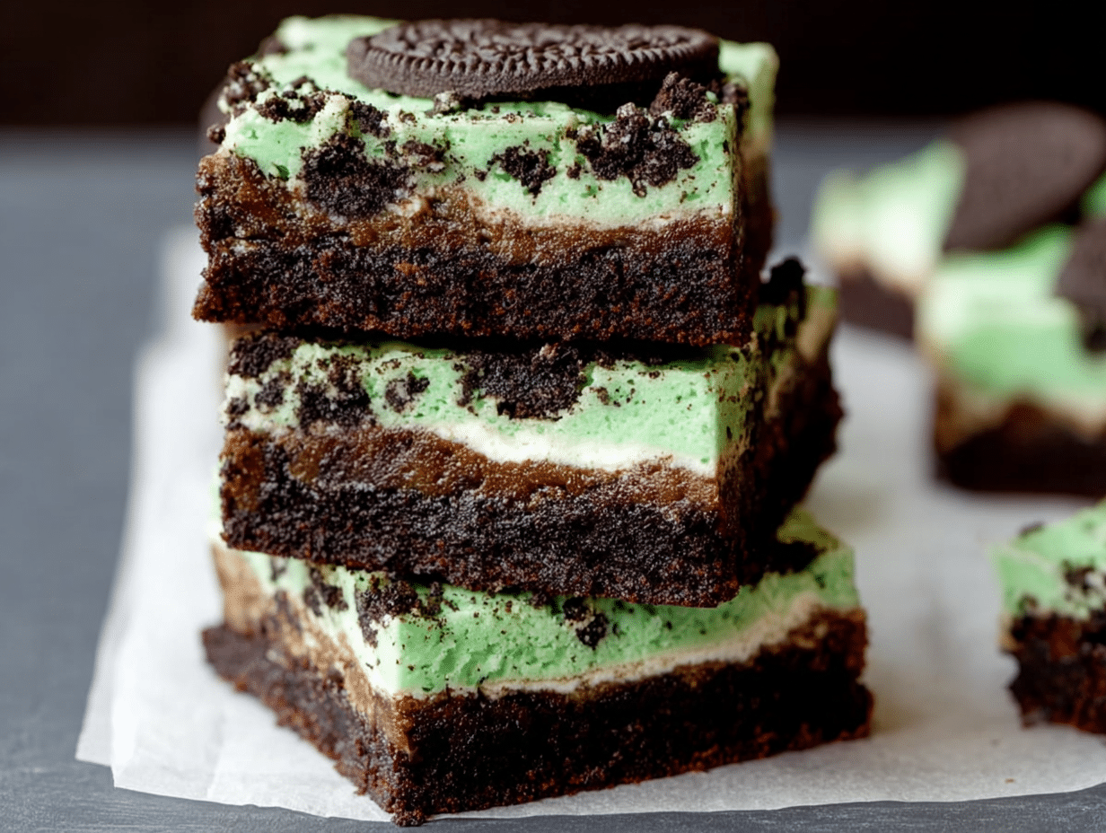 Triple Layer Fudgy Mint Oreo Brownies