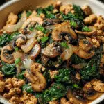 Turkey Spinach Mushroom Skillet