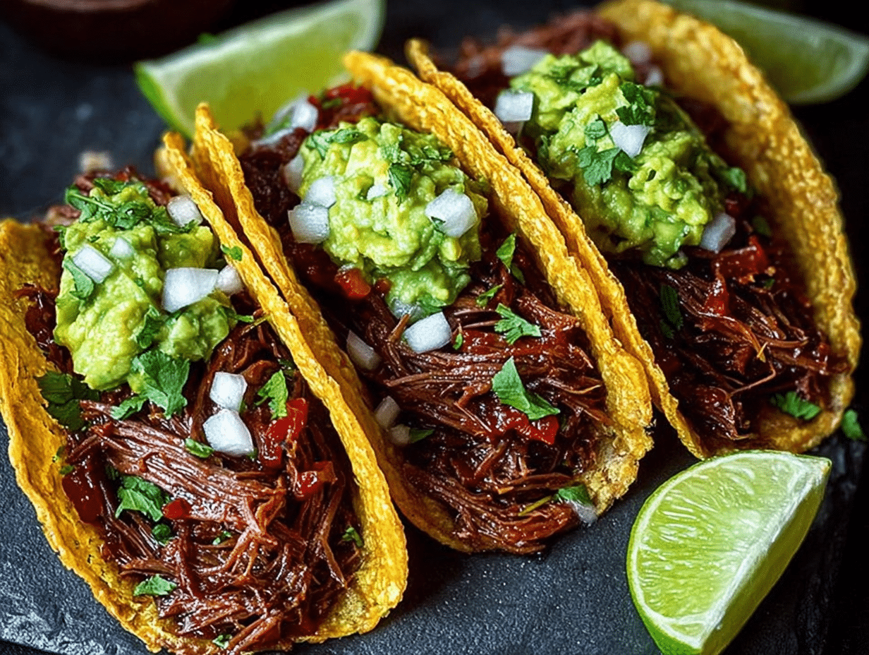 Viral Crispy Shredded Beef Tacos with Guacamole