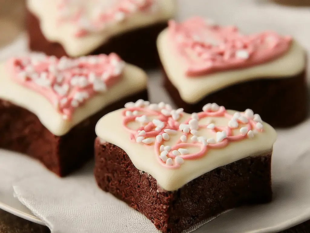 White Chocolate Frosted Brownie Hearts