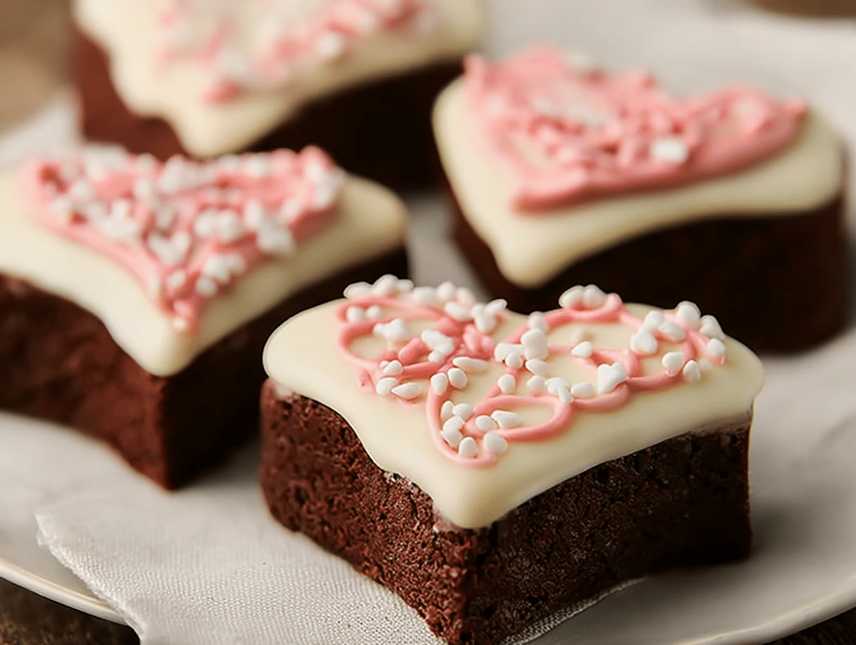 White Chocolate Frosted Brownie Hearts