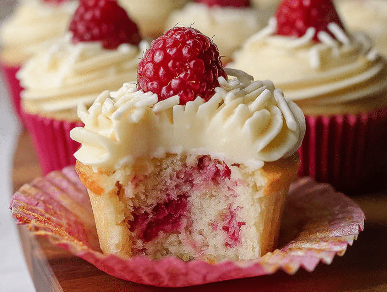 White Chocolate Raspberry Cupcakes