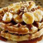 Banana Waffles with Caramel Topping For Spring