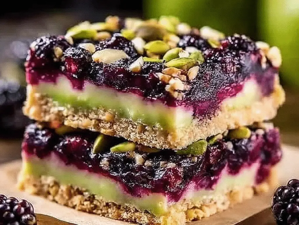 Blackberry Pistachio Dream Bars
