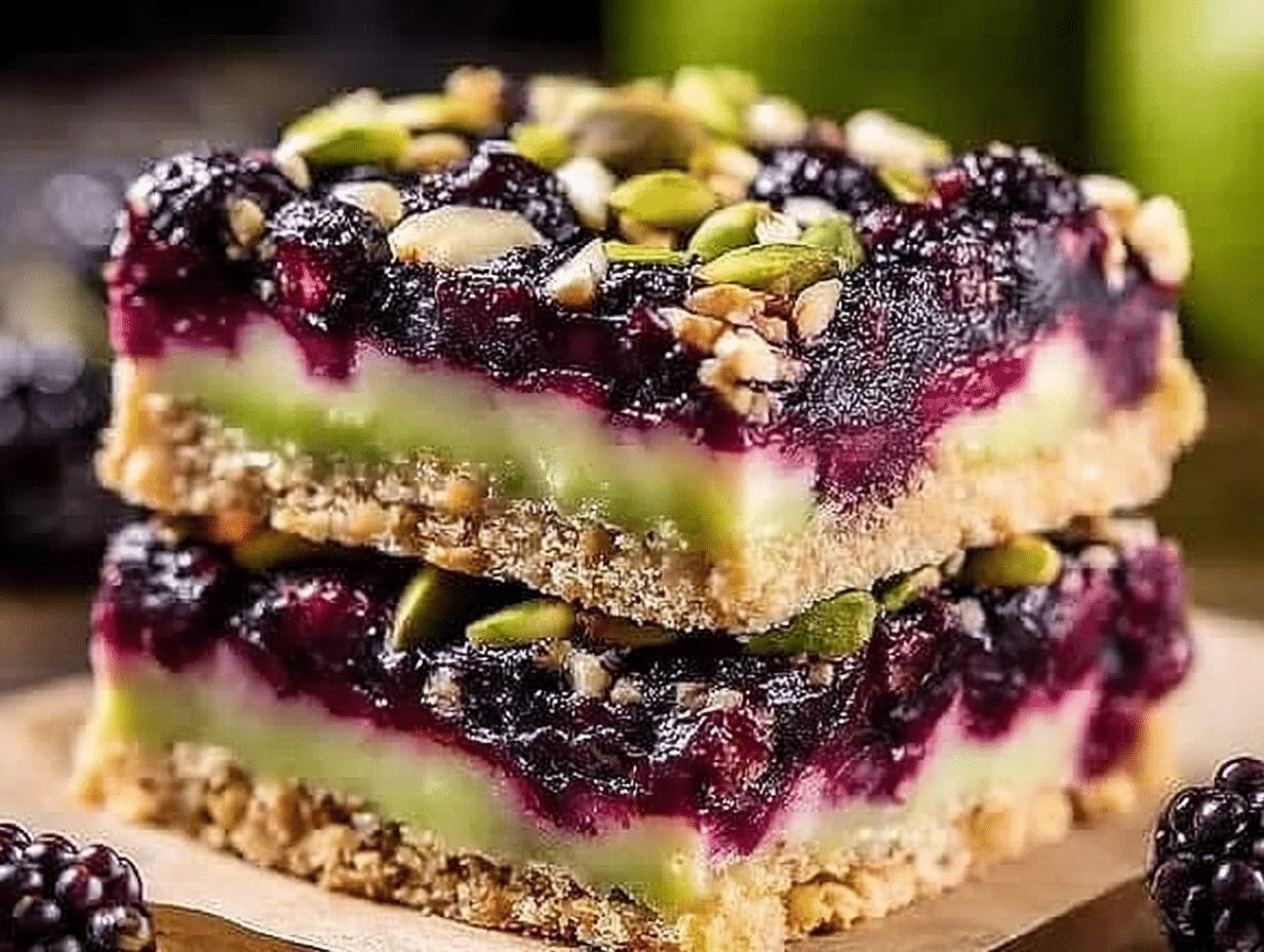 Blackberry Pistachio Dream Bars