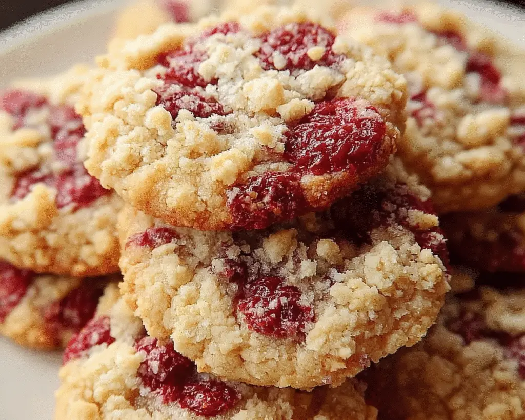 Buttery Raspberry Crumble Cookies