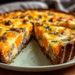 Cheesy Sweet Potato Quiche with Ground Turkey