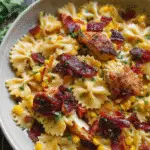 Chicken and Corn Pasta with Bacon For Spring Dinner