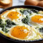 Coddled Eggs with Spinach For St Patrick's Day