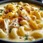 Creamy Chicken Macaroni Cheese Soup