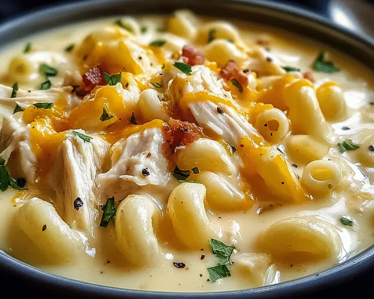 Creamy Chicken Macaroni Cheese Soup