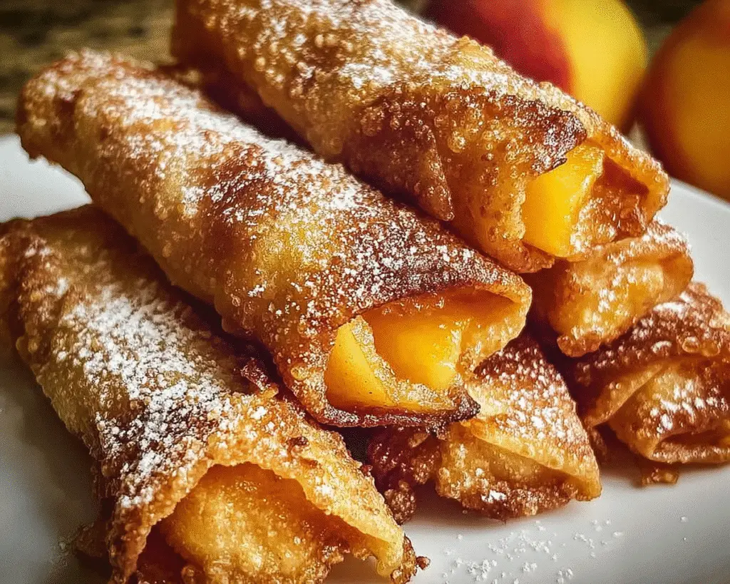 Crispy Peach Cobbler Egg Rolls For Spring