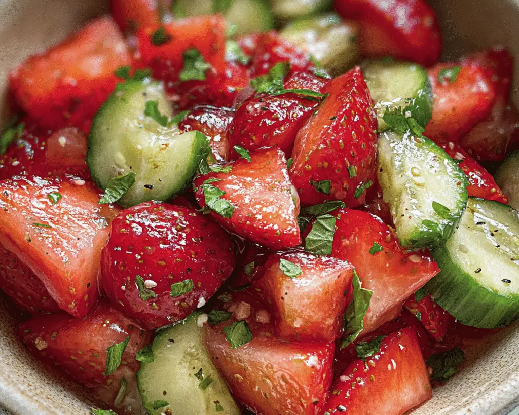 Cucumber Strawberry Salad For Spring Dinner