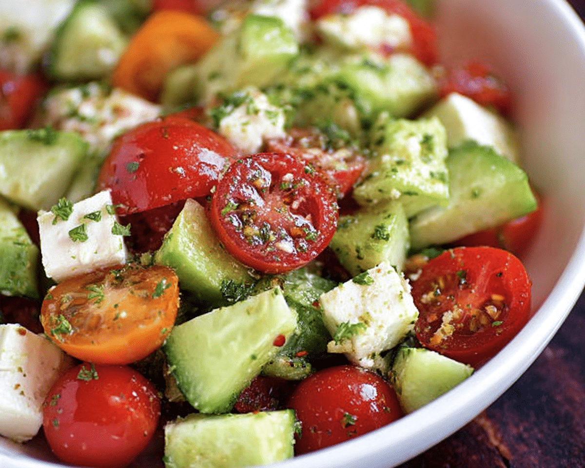 Cucumber and Tomato Salad with Feta For Spring