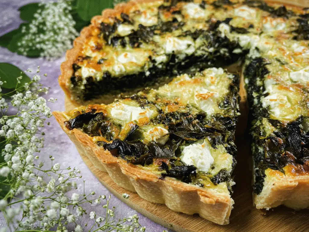 Dandelion Greens and Feta Tart