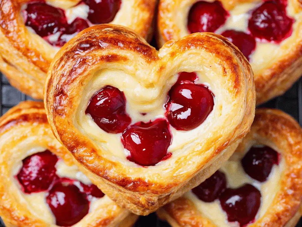 Danish Pastries with Cream Cheese and Cherries