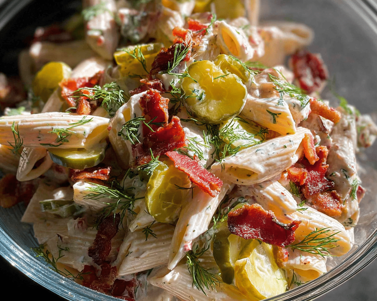 Dill Pickle Bacon Pasta Salad