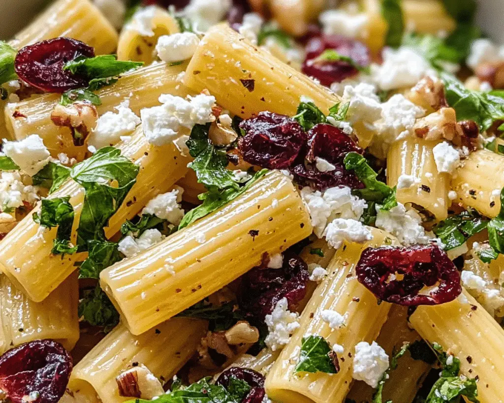 Feta & Cranberry Rigatoni Salad with Lemon Vinaigrette