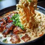 Fiery Chicken Ramen with Creamy Garlic Sauce For Spring Dinner