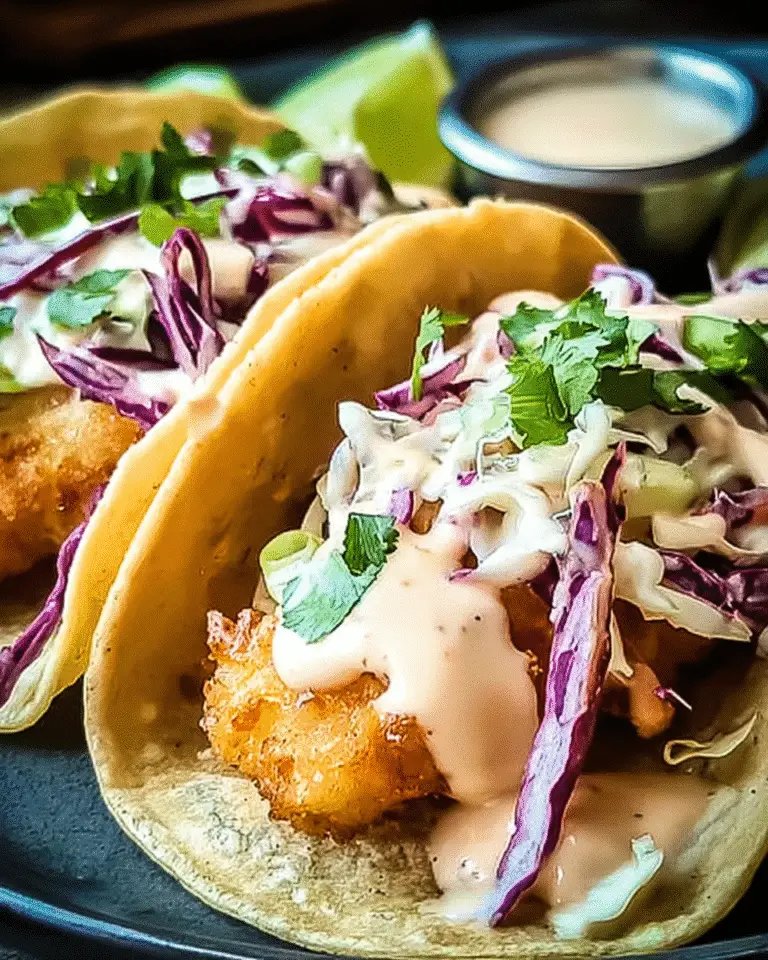 Flavor-Packed Fish Tacos with Cabbage Slaw & Zesty Lime Crema