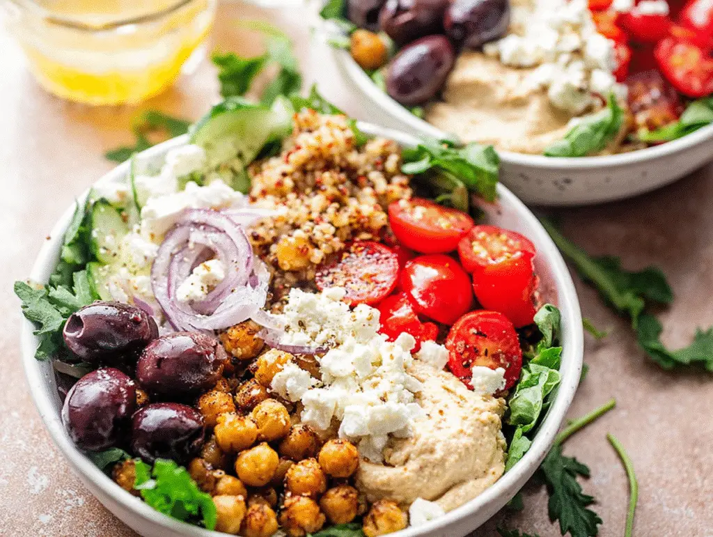 Fresh Mediterranean Quinoa Bowls with Hummus