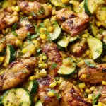 Garlic Butter Chicken with Zucchini and Corn For Spring Dinner