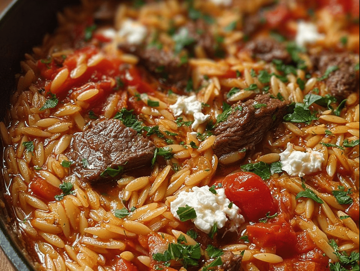 Greek Manestra Beef Orzo