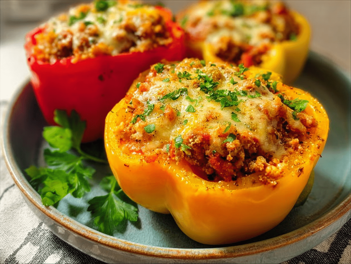 Ground Turkey Stuffed Bell Peppers