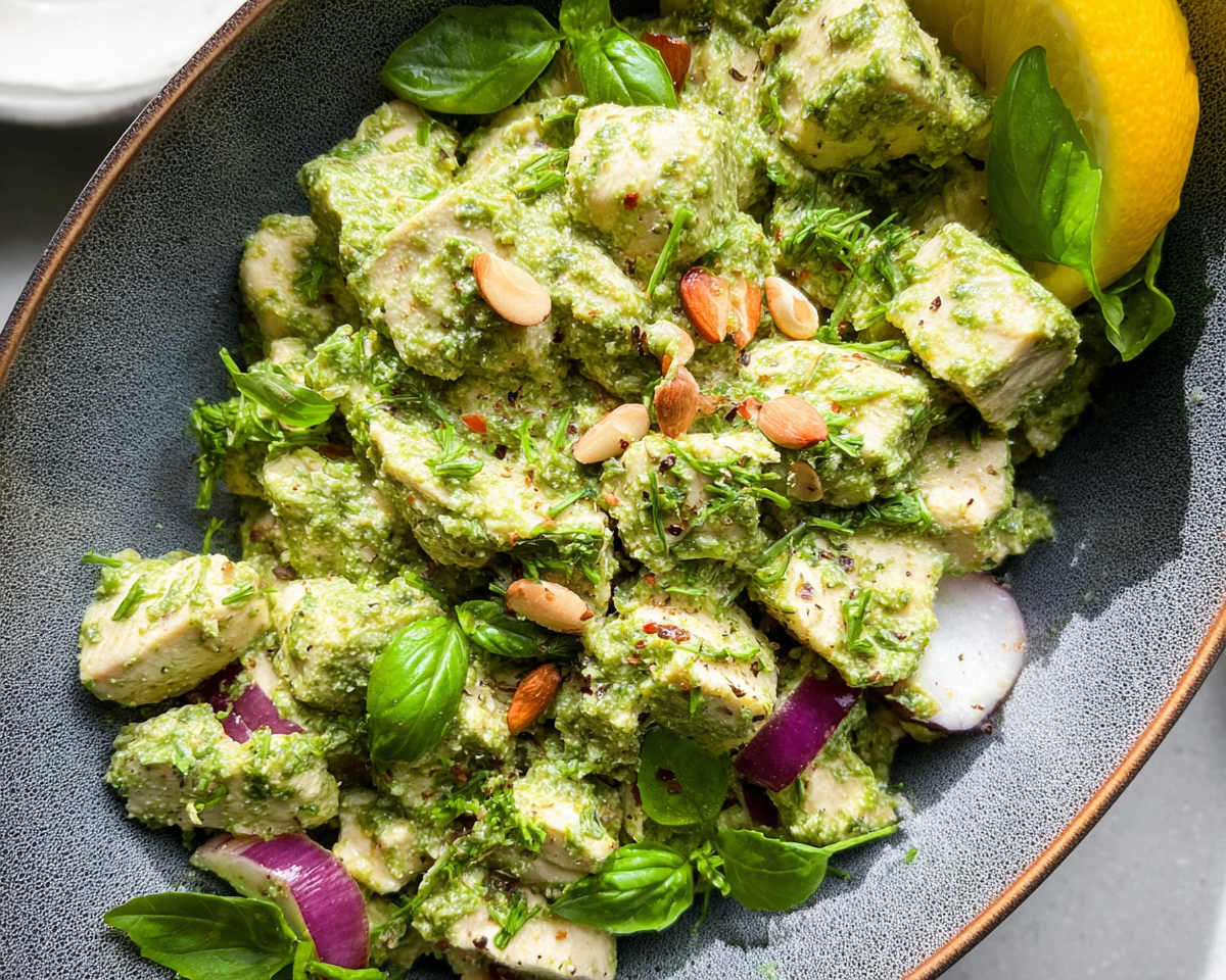 Healthy & Easy Pesto Chicken Salad