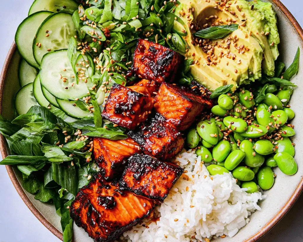 Honey Sriracha Salmon Bowls For Spring Dinner