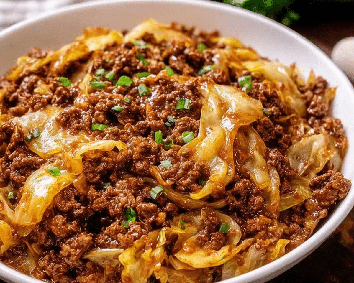 Low Carb Mongolian Ground Beef with Cabbage