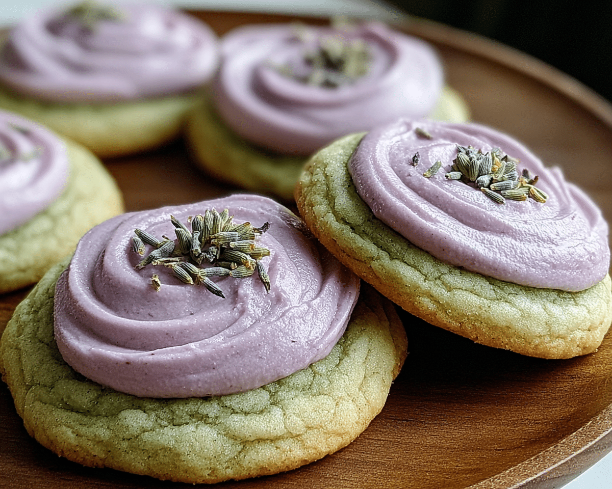 Matcha Sugar Cookies with Lavender Frosting For Spring Desserts