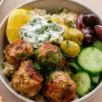 Mediterranean Bowl With Turkey Meatballs