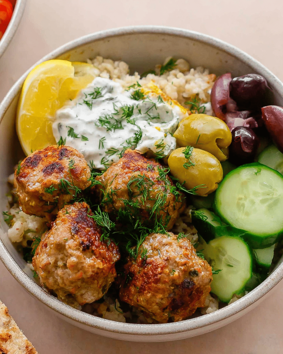 Mediterranean Bowl With Turkey Meatballs