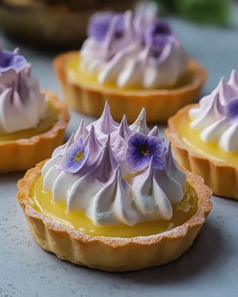Mini Lemon Tart with Lilac Meringue