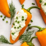 Mini Orange Peppers as Carrots with Zesty Cream Cheese Spread