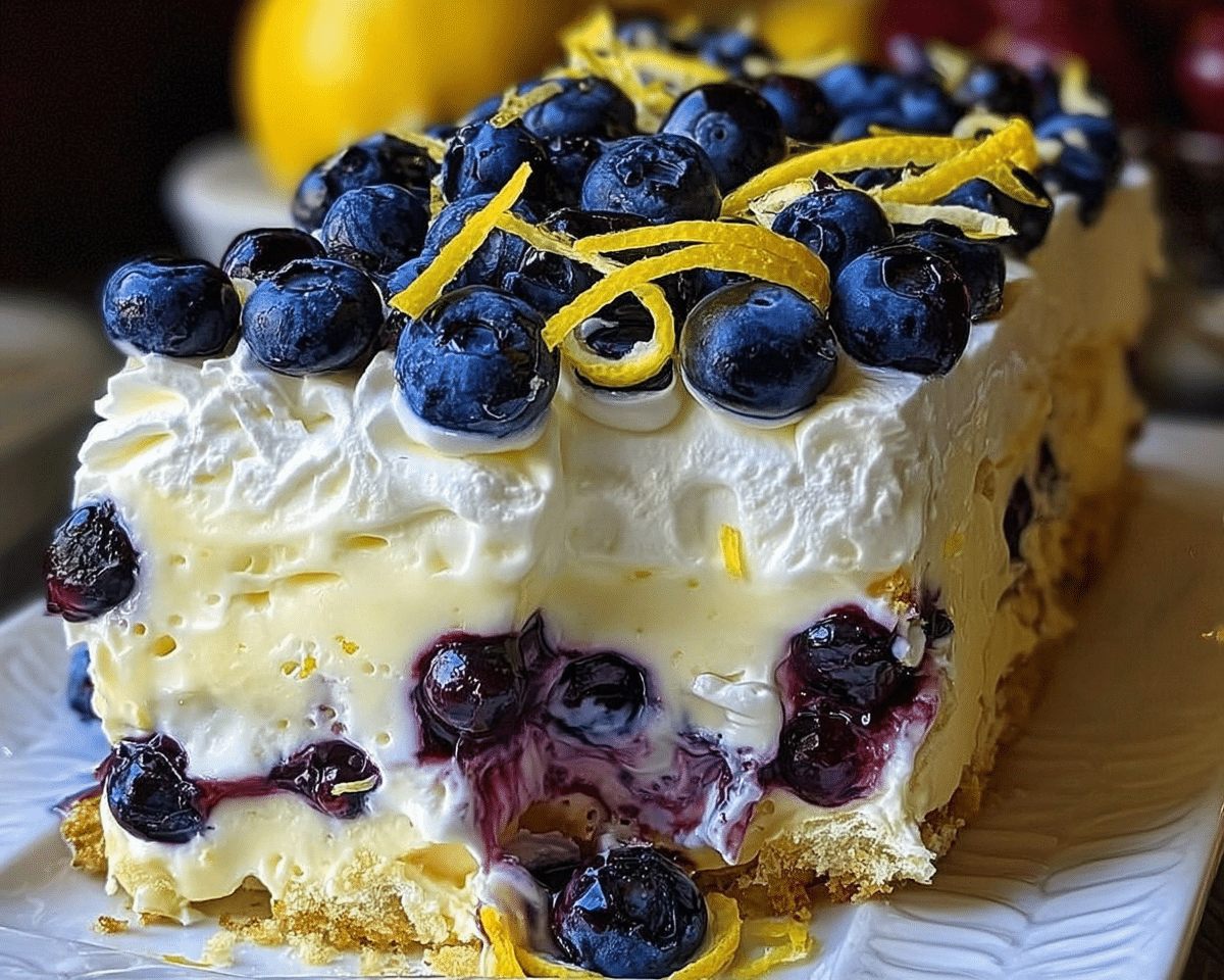 No-Bake Lemon Blueberry Cream Cake For Spring Desserts