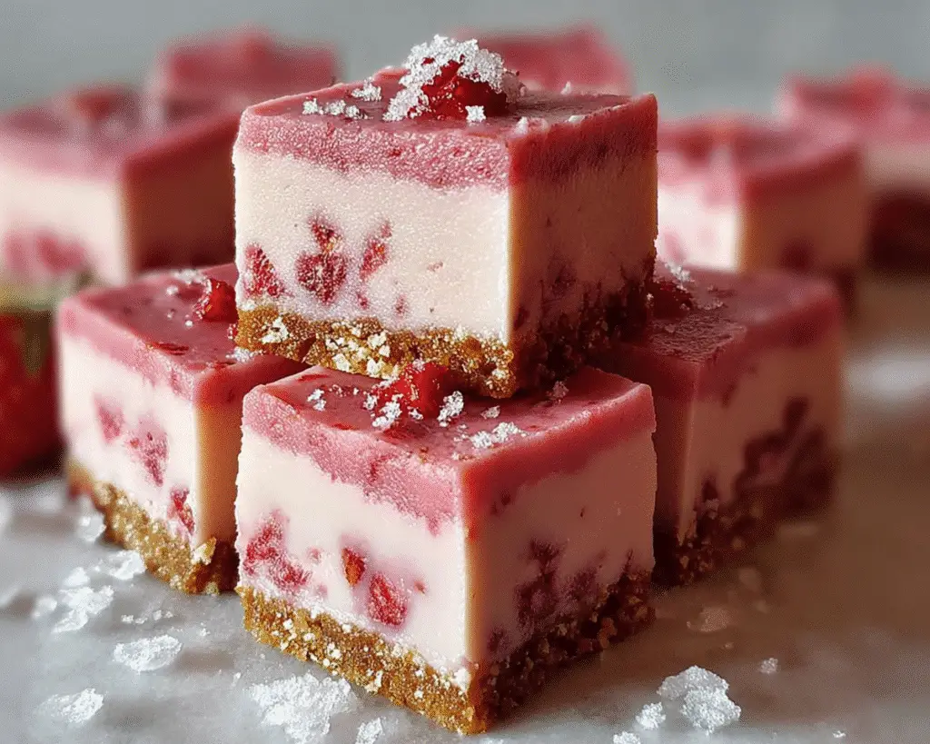 No-Bake Strawberry Fudge Squares For Spring