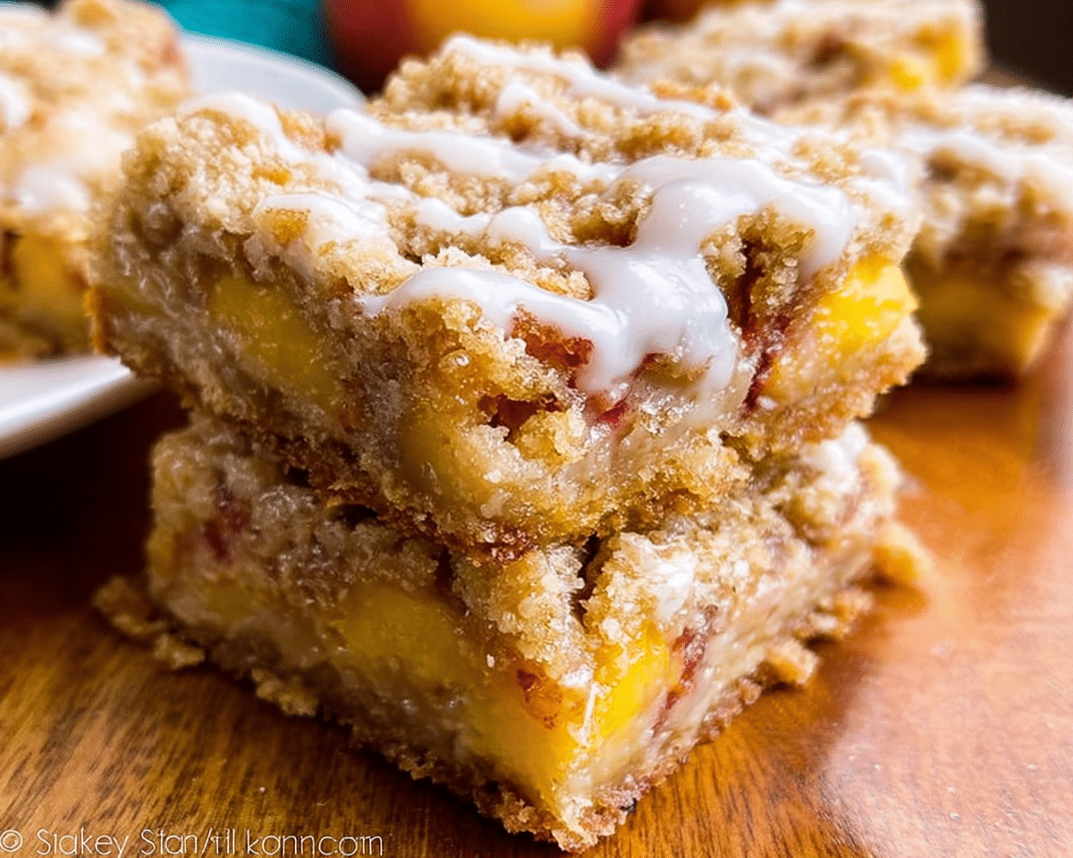 Peaches and Cream Crumble Bars For Spring Desserts