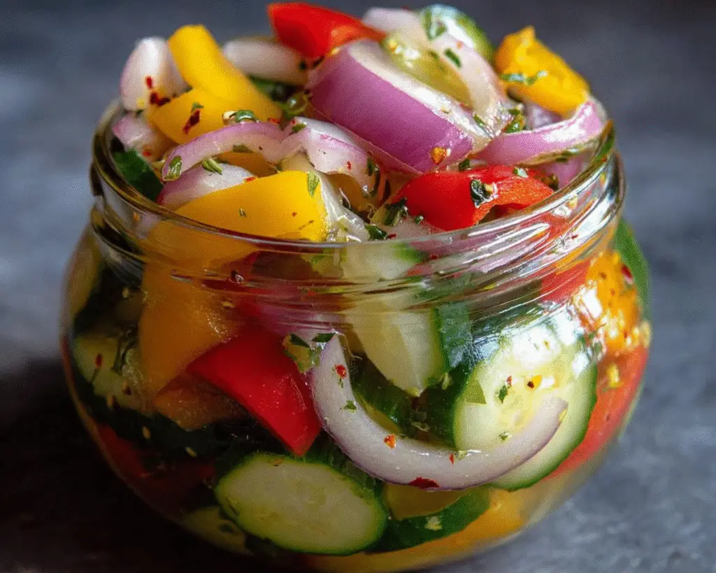 Pickled Cucumber, Onion, and Bell Pepper Salad