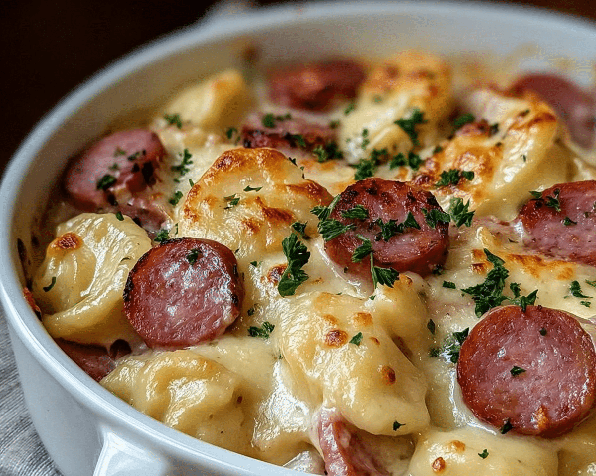 Pierogi Casserole with Kielbasa For Spring Dinner