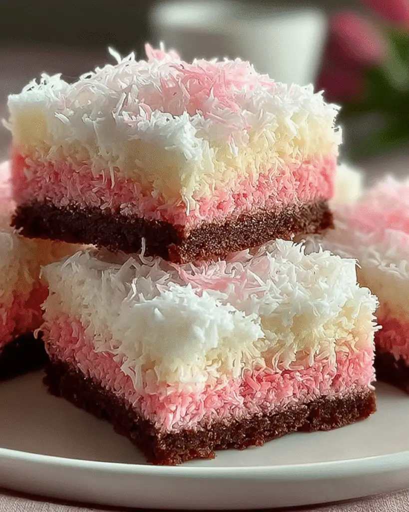 Pink Coconut Snowball Cake Bars