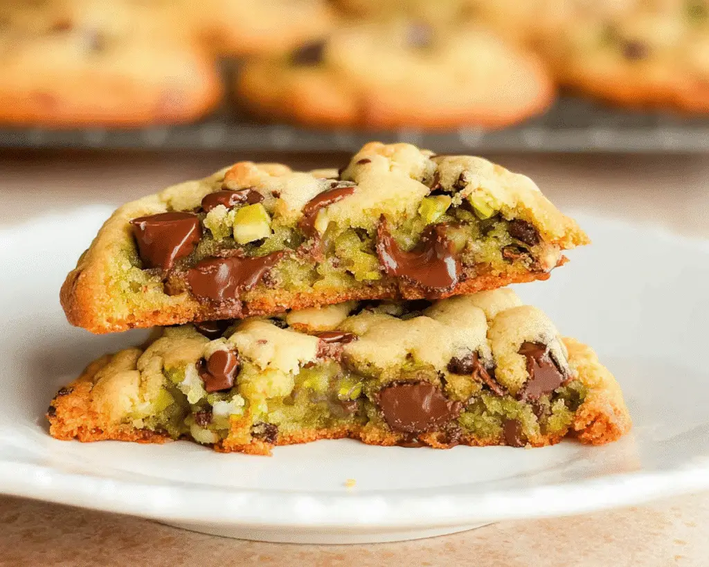 Pistachio Cream Chocolate Chip Cookies For Spring Desserts
