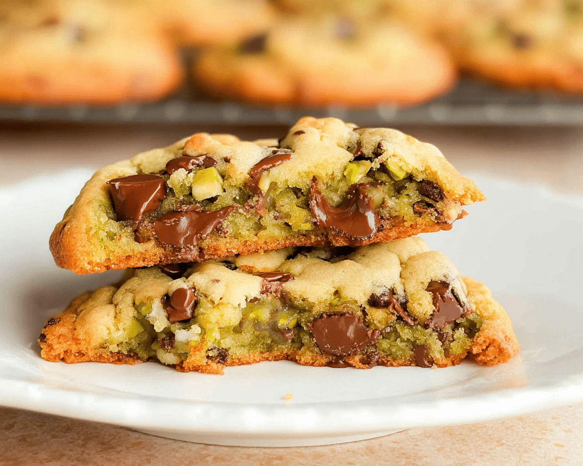 Pistachio Cream Chocolate Chip Cookies For Spring Desserts