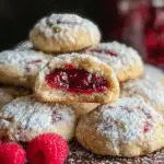 Raspberry-Filled Almond Snowball Cookies