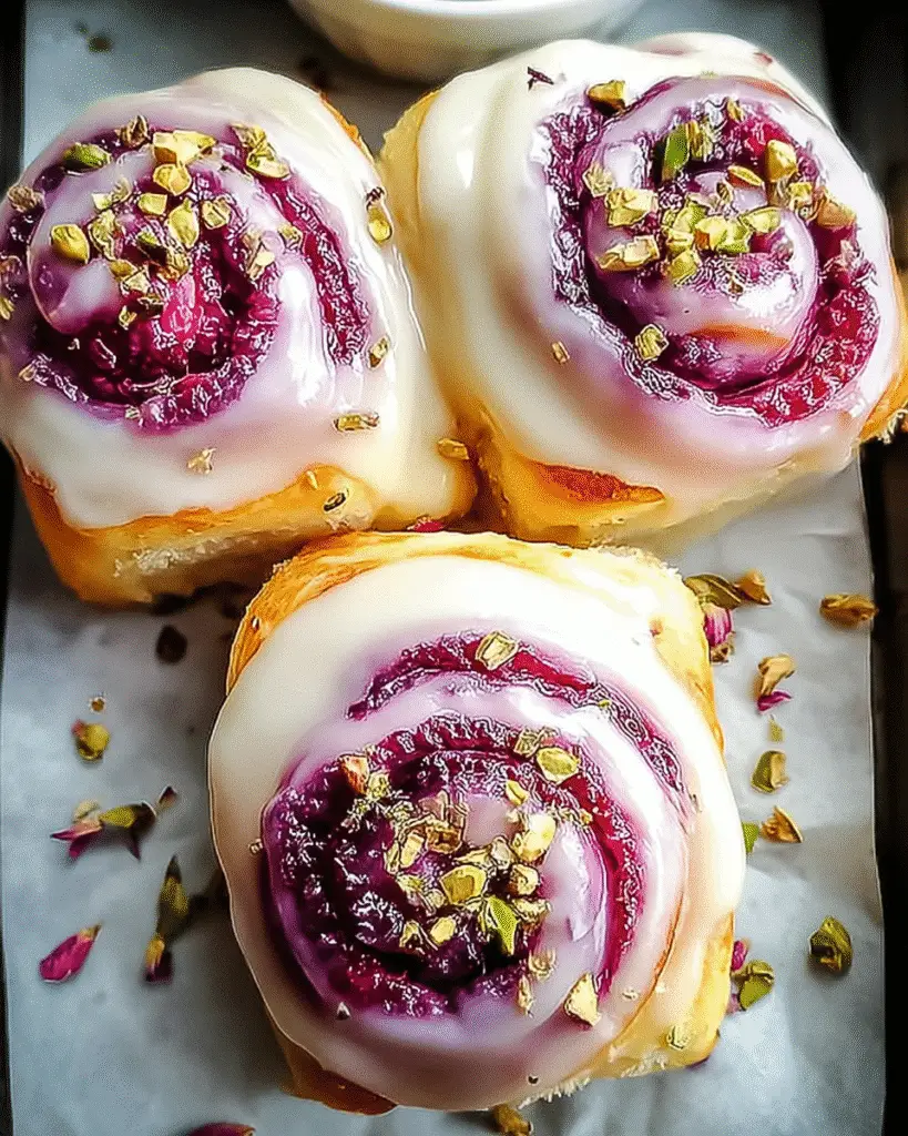 Raspberry and Rose Cheesecake Buns