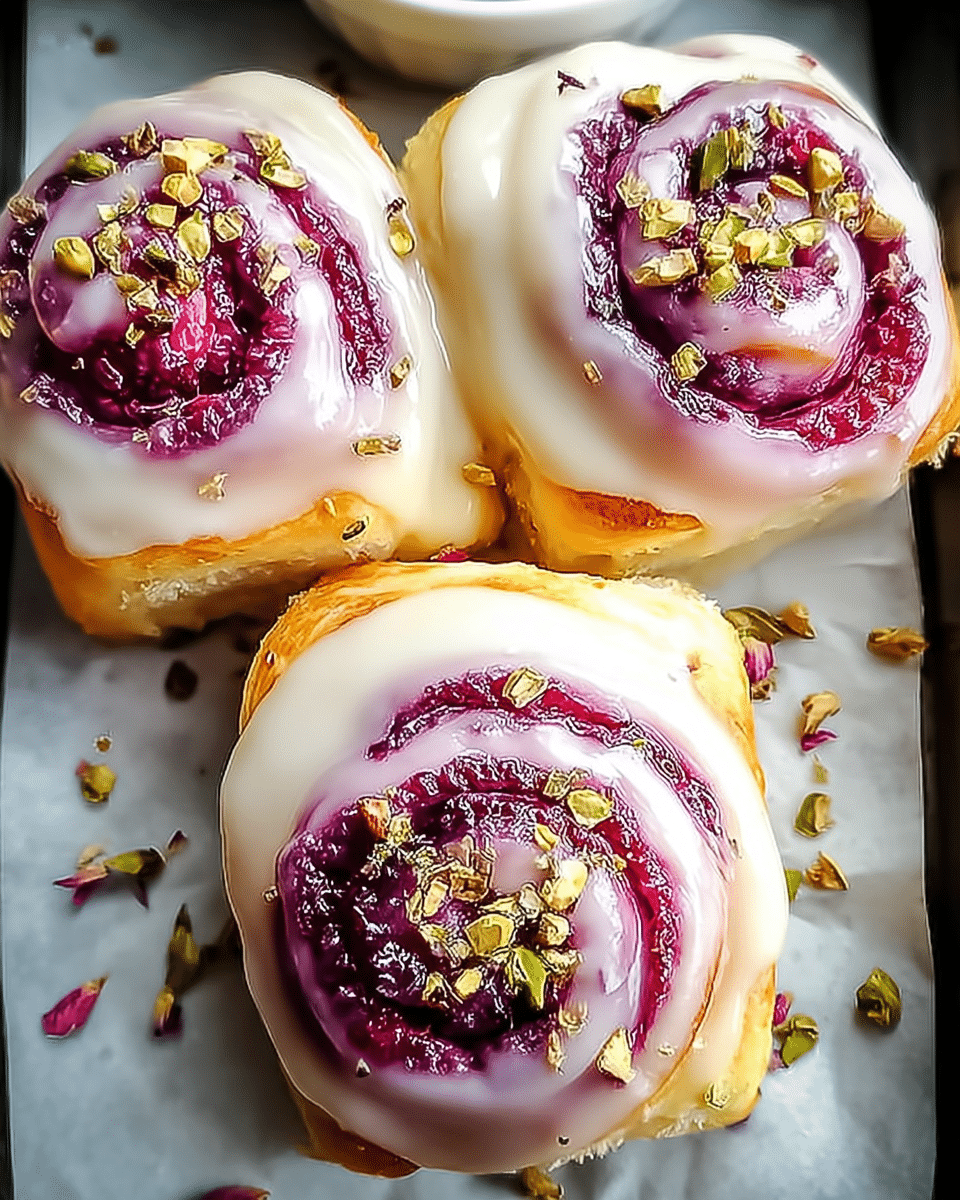 Raspberry and Rose Cheesecake Buns